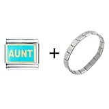 Aqua Blue Aunt Italian Charm Bracelet