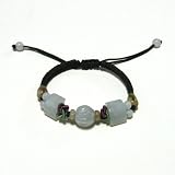 Hand-knotted Twist Bead Jade One-of-a-Kind Bracelet - Adjustable Cord