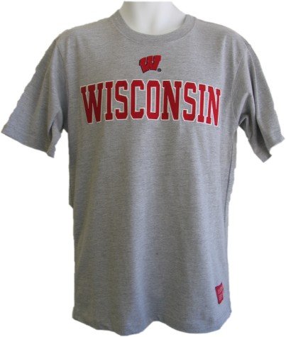 Buy Men's Wisconsin Badgers S S Campus Yard Embroidered Grey T-shirt