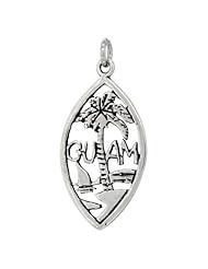 Sterling Silver Guam Talking Pendant, 1 inch (25 mm) wide