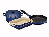 Le Creuset Cast Iron and Stoneware Gift Set, 4 piece, Graded Blue