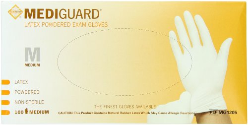 Medline Mediguard Non-Sterile Powdered Latex Exam Gloves, Beige, Medium, 100 Count Medline Mediguard Non-Sterile Powdered Latex Exam Gloves, Beige, Medium, 100 Count