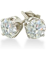 1ct 14K White Gold Round Diamond Stud Earrings