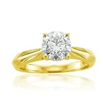 GIA Certified 14k Yellow Gold Solitaire Diamond Engagement Bridal Ring Band (H, VS2, 0.90 carat) - Money Back Guarantee