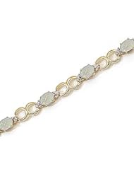 10kt Yellow Gold Oval Opal and Diamond Bracelet