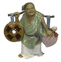 Chinese Bearer of Good Fortune and Longevity ceramic figure, hand glazed