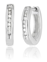 Sterling Silver Channel-Set Diamond Hoop Earrings (1/10 cttw, I Color, I2-I3 Clarity)