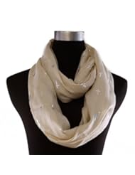 Apparel: HDE Womens Infinity Loop Scarf Soft Sheer Lightweight Neck Wrap - Cross Pattern - Beige