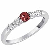 18K Gold 5 Stone Center Graduated Ruby and Diamond Band Ring (2/5 ctw)
