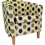 'PANDA' CONTEMPORARY DOLCE GREEN & BLACK CIRCLE FABRIC DESIGNER TUB CHAIR ~ BY XYZ