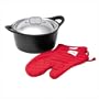 All-Clad Cast Aluminum 5-1/2-Quart Dutch Oven with Two Oven Mitts
