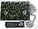 Jungle green and black Fuzzy Leopard Print Wallet with dark green spots