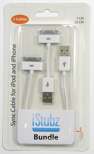 iStubz Bundle: 2 Sync/Charge Cables for all iPods and iPhones (White)