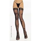 Lycra Sheer Net W/ Flower Thigh High