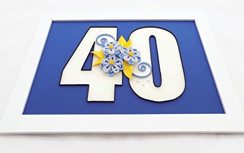 40 Year Old Gift for Her or Him Floral Number Ornament Home Wall Decor Handmade
