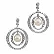 14kt White Gold Array White Cultured Pearl and Diamond Dangling Earrings