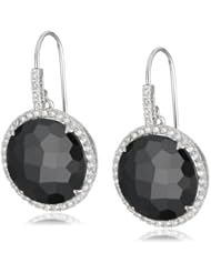 Suzanne Kalan "The Classics" Round Black Spinel and Diamond Bezel Earrings