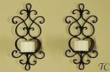 2 Tuscan Iron Metal Candle Wall Sconces Holders Set