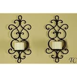 2 Tuscan Iron Metal Candle Wall Sconces Holders Set by TreasureCombers