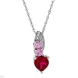 Heart Necklace With 1.28ctw Diamond, Created Ruby and Created Sapphires Crafted in 925 Sterling silver Length 18in