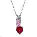 Heart Necklace With 1.28ctw Diamond, Created Ruby and Created Sapphires Crafted in 925 Sterling silver Length 18in
