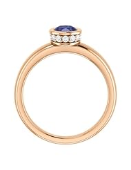 10K Rose Gold 7.00x5.00mm Oval Cut Iolite and Diamond Ring -- LIFETIME WARRANTY