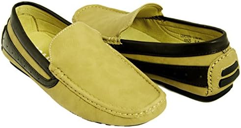Sand and Black Men's Moccasins . Leather Lining
