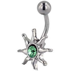 Pugster Light Green Crystal Shimmering Sun Dangle Belly by 
