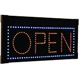 Hanging Rectangular LED Open Sign - Black