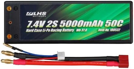 LHS ELECTRONICS 2S 2 CELL 7.4 V 50C 5000mAh LiPo BATTERY HARD CASE