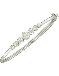 1.00 Carat (ctw) 14k White Gold Round White Diamond Ladies Flower Bangle Bracelet