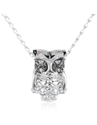 Diaura Sterling Silver Mini Owl Pendant Necklace, 17.35"