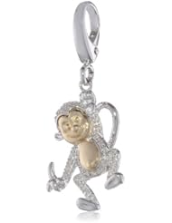 XPY Sterling Silver and 14k Yellow Gold Monkey and Diamond Charm