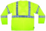 Custom Leather Craft SS12X Hi-Viz ANSI Class 3 Long Sleeve T-Shirt, Lime, Extra Large