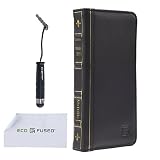 Eco-Fused Faux Leather Book Case for iPhone 6 / 6S - Convenient Wallet Slots Inside - A Vintage Look for Your Modern Device - Also Includes Short Stylus / Microfiber Cleaning Cloth