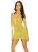Sexy Fishnet Mini Dress Matching G-String and Gloves Chartreuse Black Light Receptive