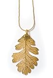 Real Oak Lace Leaf Necklace - Gold