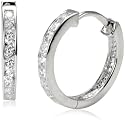 Silver Channel Set Cubic Zirconia Hoop Earrings