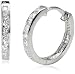 Silver Channel Set Cubic Zirconia Hoop Earring