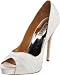 Badgley Mischka Women's Ginnie Peep-Toe Pump,White Satin,6 M US