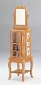 Queen Anne Style Oak Finish Wood Revolving Jewelry Armoire
