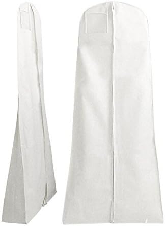 White 70" Breathable Wedding Dress Dust Cover Garment Bag Long Large with Secret Internal Zipped Pocket White Size One