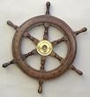 18 Antique finish Teak Ships Wheel - Nautical Theme Brass Center Hub