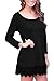 Creti Women's Long Sleeve Casual Loose Tunic Tops A-line Lace Stitching T-Shirt Dress, Black, X-Large