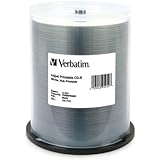 Verbatim 700 MB 52x 80 Minute White Inkjet and Hub Printable Recordable Disc CD-R, 100-Disc Spindle 95252