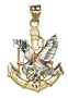 14k Yellow and White Gold Anchor and Eagle Charm