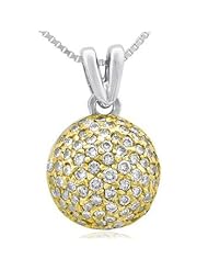 1.00cttw Micro-pave round diamond pendant set in 14K two tone gold.