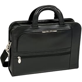 McKlein COURTLAND Leather Slim Laptop Briefcase Black Laptop Cases