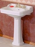 Art Deco Pedestal Lavatory - White - 4