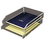 Kantek AD-15 Clear acrylic double letter tray, front load, self-stacking, letter size